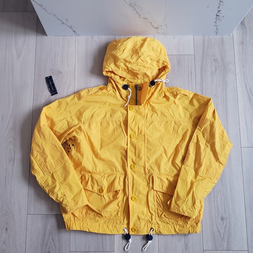 Polo Ralph Lauren Rain Jacket Mens XXL Yellow Yacht Parka Hooded Windbreaker